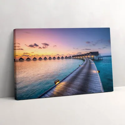 Produktbild von Sonnenuntergang auf den Malediven – Leinwandbild Wandbild – 30x20 cm – Leinwandbilder – Wandbilder – Schlafzimmer – Flur
