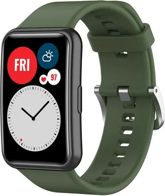 Produktbild von Strap-it Huawei Watch Fit Silikonarmband (Dunkelgrün)