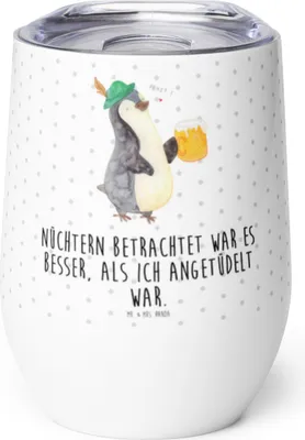 Produktbild von Mr. & Mrs. Panda thermosbecher Pinguin Bier - Weiß - Geschenk, Nüchtern, Thermobecher, Thermo Becher, , Isolierbecher, Angetüdelt, Edelstahlbecher, Beschwippst
