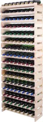 Produktbild von Weinregal VINOTECA FLEX PRO | HxBxT 219x84x28cm | 128 Flaschen auf 16 Ebenen | Massives Kiefernholz | Natur unbehandelt