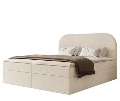 Produktbild von Boxspringbett FUZZI 180x200 Bettkasten Bonellmatratze Ecru Webstoff