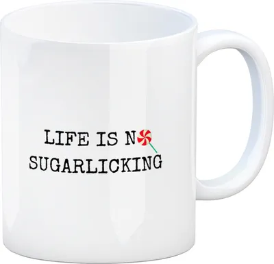 Produktbild von Denglisch Kaffeebecher mit Spruch - Life is no sugarlicking