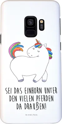 Produktbild von Mr. & Mrs. Panda Samsung Galaxy S9 Handyhülle Einhorn Stolzieren - Weiß - Geschenk, Einhörner, Unicorn, Reiter, Smartphone Hülle, Handy Schutzhülle, Cover, Pferd