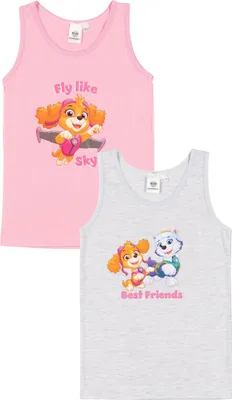 Produktbild von Paw Patrol Unterhemd für Mädchen - Kinder Tank Top Hemdchen Unterwäsche Rosa/Grau (2er Pack) 110-116