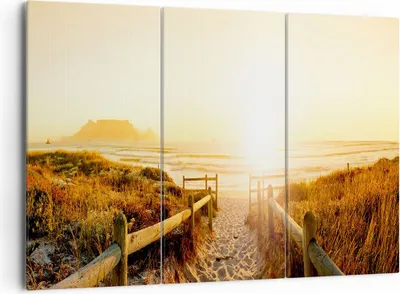 Produktbild von Bild auf Leinwand - Leinwandbild - Sonnenaufgang Welle Insel Meer - 165x110cm - Wand Bild - Wanddeko - Leinwanddruck - Bilder - Kunstdruck - Leinwand bilder - Wandkunst - CE165x110-3164