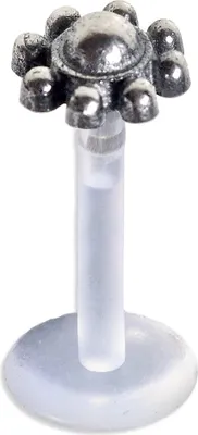 Produktbild von viva-adorno 1,2 x 8mm Labret Stecker Lippenpiercing Tragus Piercing Bioflex Silber Vintage Antik Style Blume Blüte verschiedene Desgins Z522.D1