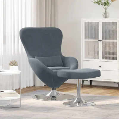 Produktbild von Sessel - Drehsessel - Loungesessel - Ohrensessel - Dunkelgrau - Samtbezug