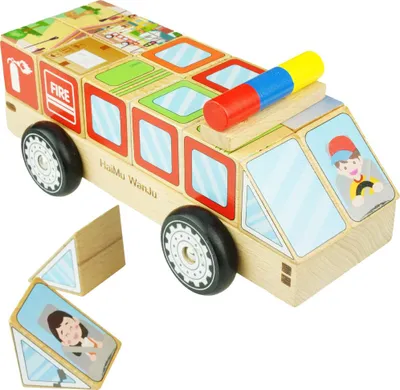Image de Trieur de voitures en bois Figures Blocs colorés éducatifs