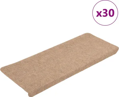 Image de Tapis d'escalier auto-adhésifs 30 pcs beige 65x24,5x3,5 cm