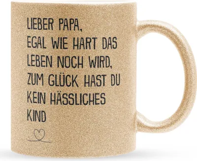 Produktbild von 22Feels Glitzertasse Gold Papa Geschenk Vatertag Vater Geburtstag Kaffeetasse Männer Weihnachten Haferl Geschenkidee Bürotasse
