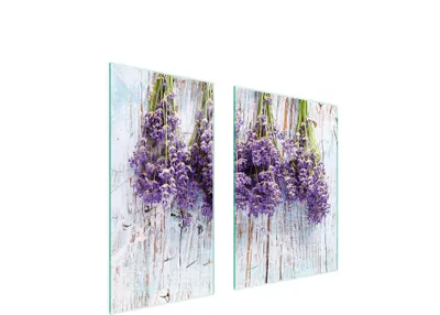 Produktbild von Herdabdeckplatten 2 teilig 75x52 Glaskeramikkochfeld Abdeckung Glas Schneidebrett Lavendel Violett