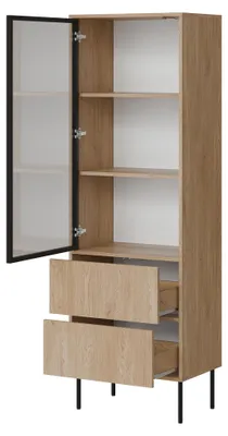 Produktbild von Zanica - Vitrine, 60x40x185h cm Eichebraun, 2 Einlegeböden