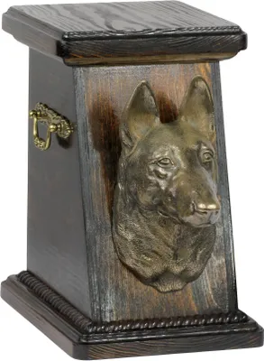 Produktbild von Malinois Belgischer Schäferhund eine Ascheurne für Hunde, eine elegante Urne mit einer Statue, eine Gedenkurne mit dem Porträt eines Hundes von der Marke Art-Dog