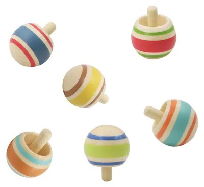 Immagine prodotto di Classica trottola in legno dai colori allegri per bambini dai 3 anni in su