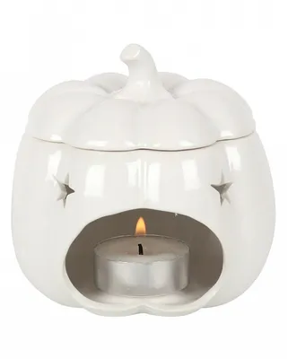 Produktbild von Weißer Kürbis Jack-O-Lantern als Duftlampe für Halloween