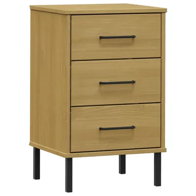 Immagine prodotto di Comodino con Gambe in Metallo Marrone Legno Massello Pino OSLO