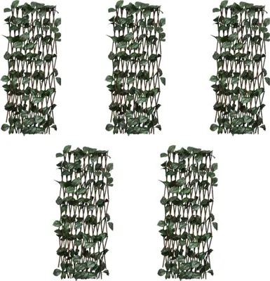 Produktbild von Weidenzaun-Rankgitter 5 Stk. mit künstlichen Blättern 180x30 cm