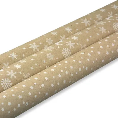 Weihnachtsgeschenkpapier natur 3 Rolle 0,7x2m Geschenkpapier Geschenkpapierrollen Dekopapier Motivmix
