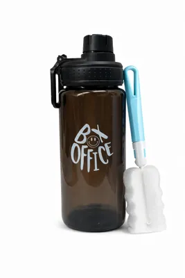 Produktbild von Kinder-Trinkflasche, 500ml, Haltegriff, leicht, auslaufsicher, BPA-frei, schwarz mit Reinigungsbürste