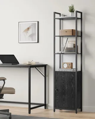 Produktbild von Bücherregal mit Türen - 6 Ebenen - Freistehend - Wohnzimmermöbel - Dunkelkhaki