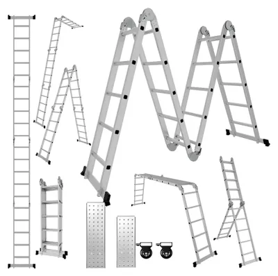 Produktbild von 4x5 Mehrzweckleiter 582 cm 7 in 1 Aluminiumleiter Klappleiter Haushaltsleiter Arbeitsleiter Anlegeleiter Steigleiter Arbeitsbühne Multifunktionsleiter
