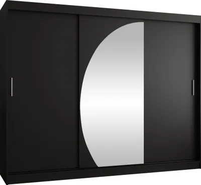 Produktbild von MIRJAN24 Kleiderschrank Wika 250, Schwebetürenschrank mit zwei Kleiderstangen, Garderobe (Farbe: Schwarz, Größe: 250 cm, ohne Schubladen)
