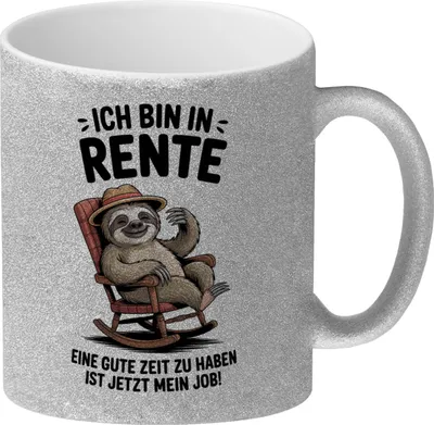 Produktbild von Faultier Ruhestand Glitzer-Kaffeebecher für Rentner