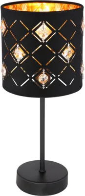 Produktbild von Tischleuchte, Stoffschirm, Kristalle, schwarz gold, H 35 cm