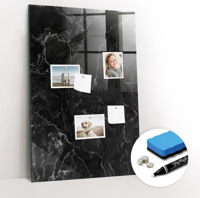 Produktbild von Magnetpinnwand Memoboard - Zubehörsatz - Weißer Marker + Schwamm + Magnete - 60 x 90 cm - Dunkler Marmor