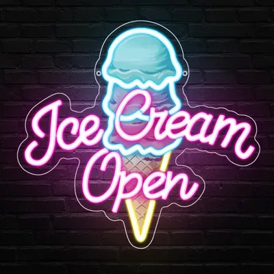 Neonbord Ice Cream, LED, dimmbar, Acryl, 32x36,5 cm, rosa-blau