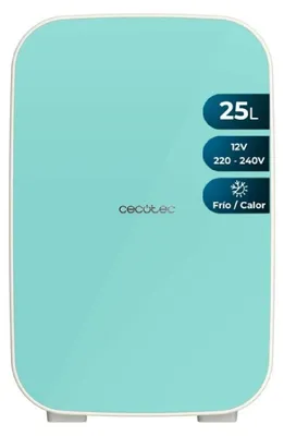 Zdjęcie produktu dla Cecotec - Mini lodówka, pojemność 25 litrów, model Bolero MiniCooling 25L, kolor: miętowy (Bahamas). Zasilanie: 12V-220V