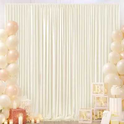 Productafbeelding van Solidchoice - 3x650m Ivory Achtergrond Gordijn voor Bruiloften en Feesten