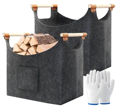 Image de Panier en bois Filz, modèle XXL, en feutre polyester de 5 mm, supportant jusqu'à 20 kg, pliable et protégeant le sol