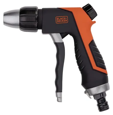 Produktbild von BLACK+DECKER Sprühpistole Gartenspritze für Gartenschlauch Einstellbarer Wasserdurchfluss ABS Kunststoff und Thermoplastischer Gummi Schwarz/Orange