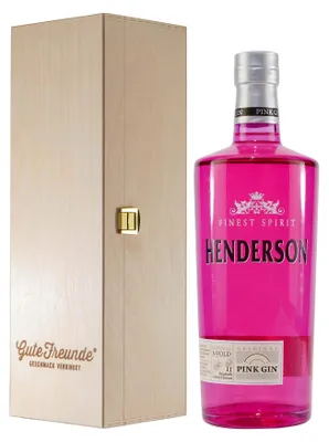 Produktbild von Henderson Pink Gin mit Geschenk-Holzkiste