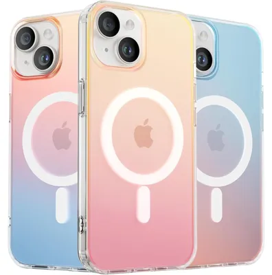 Productafbeelding van Telefoonhoesje voor iPhone 13/14, compatibel met MagSafe, kleurverloop, schokbestendig, krasbestendig, in de kleur "Avondrood"