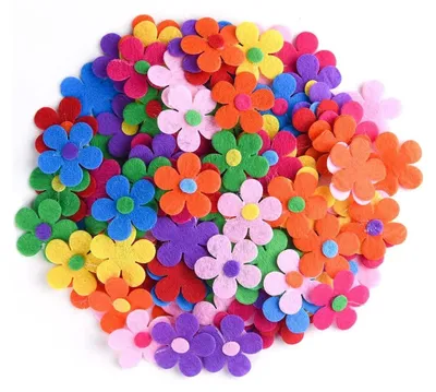 Filzblumen, bunt, 120 Stück, 30 mm, Bastelzubehör
