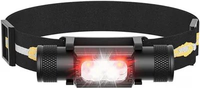 Produktbild von Leichte Stirnlampe wiederaufladbar mit Rotlicht, USB-C LED Kopflampe 1200 Lumen, verstellbar für Camping, Joggen & Angeln Outdoor