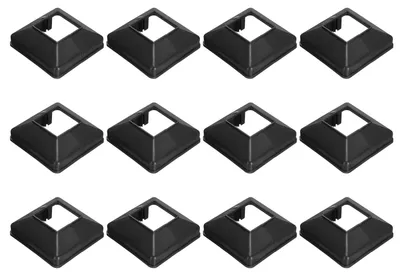 12er-Set Pfostenabdeckungen, Kunststoff, quadratisch, 4,6x4,6 cm, schwarz
