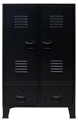 Produktbild von Garderobenschrank im Industrie-Stil aus Metall 67 x 35 x 107 cm Schwarz