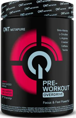 Produktbild von QNT Pre-Workout Overdrive (30 Serv) Wild Cherry Lime - Pre-Workout - Pre-Workout Booster