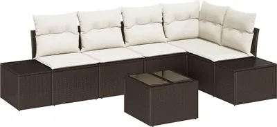 Produktbild von vidaXL Gartensofa-set mit Speicher Braun und Creme Poly-Rattan