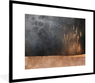 Produktbild von MuchoWow® Gerahmtes Poster Abstrakt - Gold - Design 80x60 cm - Poster mit Schwarzem Bilderrahmen Wandposter Rahmen Foto Bilder - Schlafzimmer-Dekorationen - Fotoposter