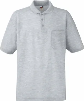 Produktbild von Piqué Polo mit Brusttasche | Fruit of the Loom (FOL63308), Farbe:heather grey, Größe:XXXL