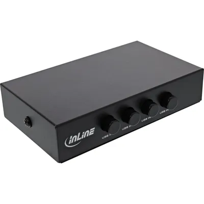 Produktbild von InLine USB 2.0 Umschalter manuell, USB-A Gerät an 4 Computer, 75 mm, 115 mm, 25 mm, 143 g, 90 mm, 125 mm