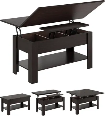 Produktbild von AODEMOKO Couchtisch Höhenverstellbar, 3-in-1-Multifunktions-Wohnzimmertisch, Schwarzbraun