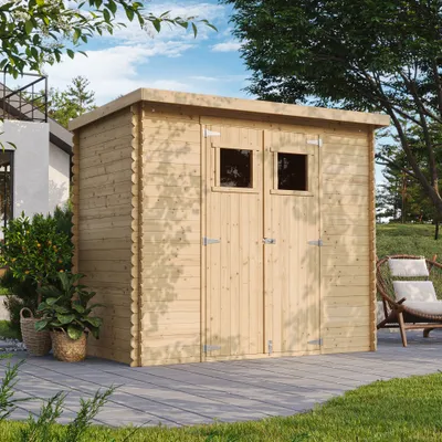 Produktbild von TIMBELA M310+M310G Holzhaus Gartenhaus - Gartenschuppen Holz mit Boden Imprägnierte B239xL142xH200 cm/ 2,63 m2 Lagerschuppen für Garten - Fahrrad Schu