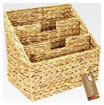 Produktbild von Zeitungsständer aus geflochtener Wasserhyazinthe | 3 Fächer | 35 x 24 x 32 cm