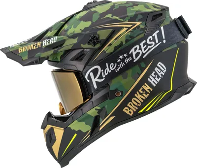 Produktbild von Broken Head Crosshelm Squadron Rebelution Gold + MX-Brille MadRex "Ride with the Best" : L (59-60 cm) Größe: L (59-60 cm)