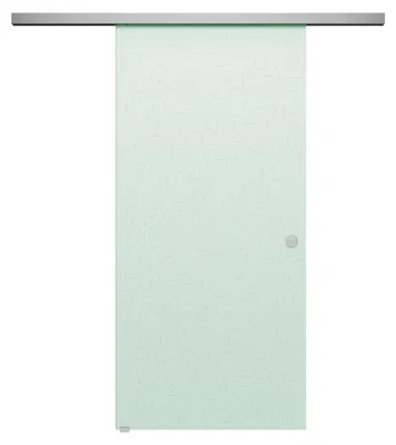 Produktbild von Schiebetür BASIC mit Softclose | in Edelstahloptik | 1050 x 2045 mm | KKomplettset mit Klarglas Muster "STRATO"